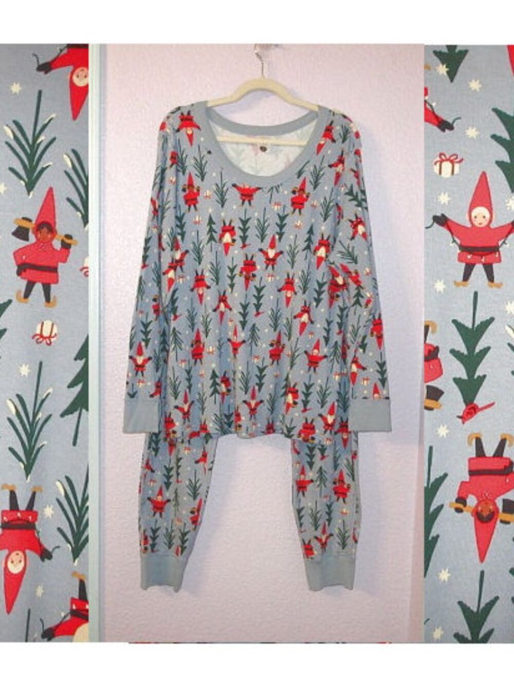 Hanna Andersson Organic Cotton Pajama Set XXL 2X Santa Elves Top & Pants 2 Piece